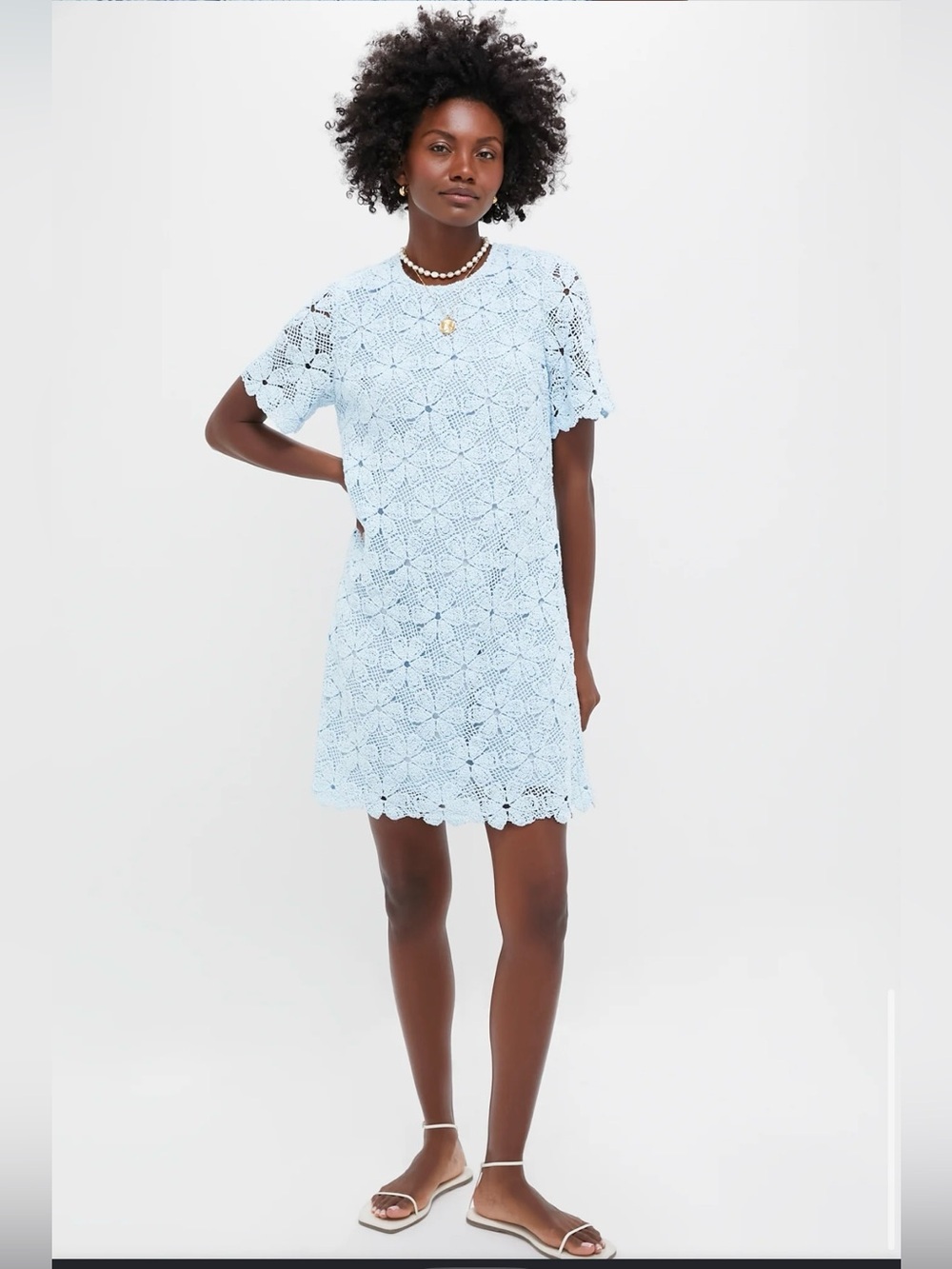 Tuckernuck light blue crochet belclaire dress size medium nwt